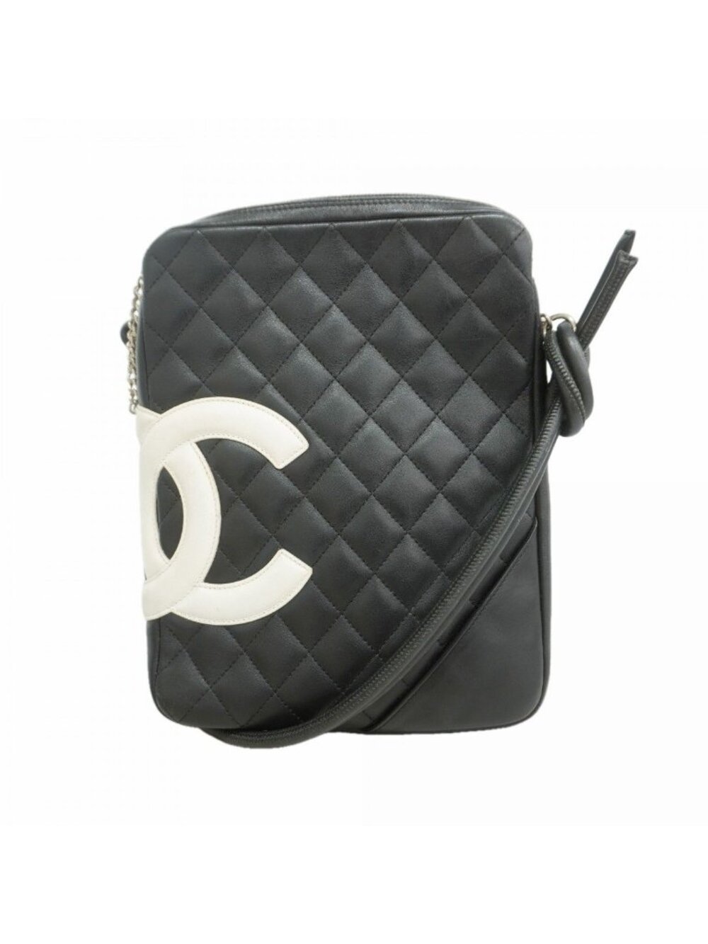 Chanel Shoulder Bag Cambon Lambskin Black Silver